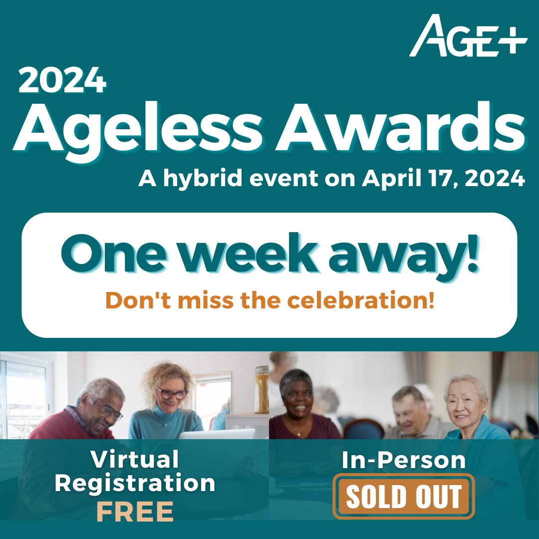 AgePlusOregon's tweet photo. T-minus 1 week until the Ageless Awards! In-person tix are sold out, but you can join us virtually! Register here: https://t.co/qBAWO9JYv3! We're excited to share the inspiring stories of this year's honorees. Program begins at 11:30am PT. Go to https://t.co/lc1Dq1t3uP for more. https://t.co/4UqPx1U0i3