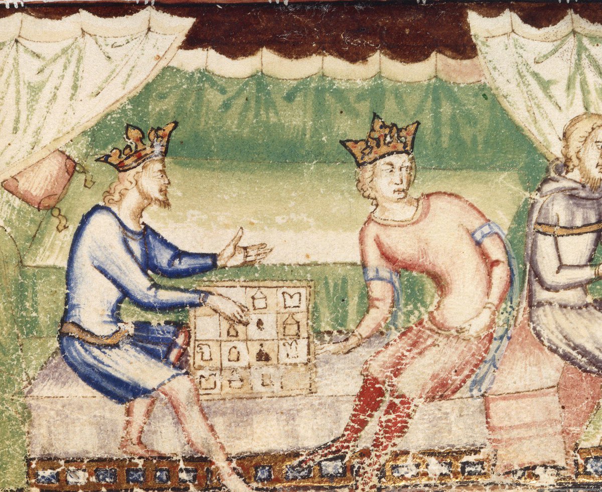 A game of chess BL Add 12228; Guiron le Courtois; 14th century; Italy, S. (Naples?); f.23r @BLMedieval
