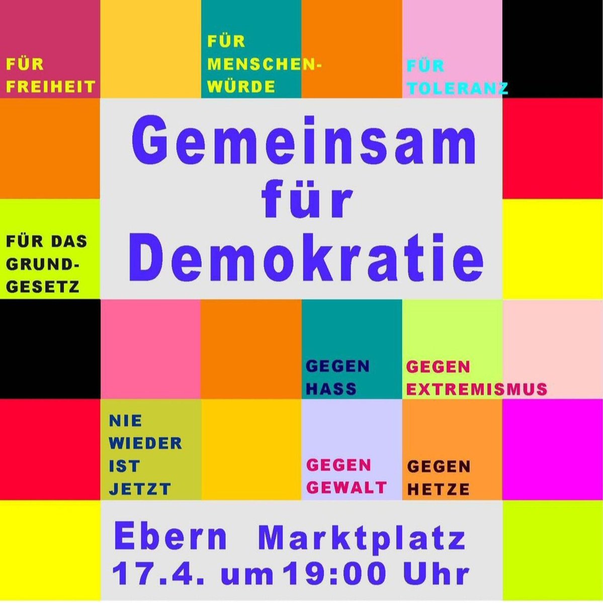 Demo4Y's tweet photo. TV-Duell zwischen #Höcke und Voigt in #Thüringen? Lasst uns lieber gegen #Faschismus demonstrieren!
📢 Komm zur #Demo:
"Gemeinsam für Demokratie"
🗓: 17.04.2024, 19:00 Uhr
Ort: Marktplatz, 96106 Ebern, Deutschland (#Ebern, Marktplatz) in #Bayern
Link: https://t.co/fWQL1D997P https://t.co/H1gg3nGkH9