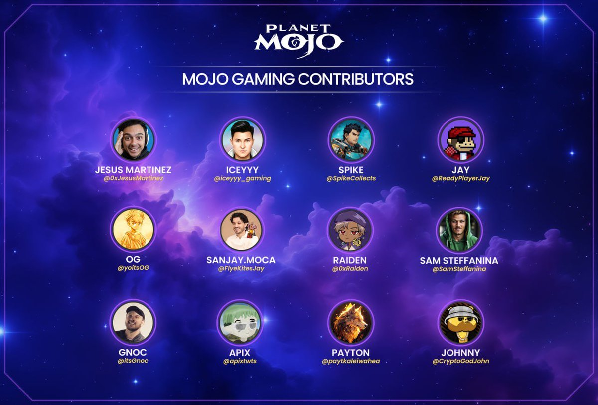 We 💜 our Mojo Gaming Contributors! From @0xJesusMartinez, passing through @iceyyy_gaming, @SpikeCollects, @ReadyPlayerJay, @yoitsOG, @FlyeKitesJay, @0xRaiden, @SamSteffanina, @itsGnoc, @apixtwts, @paytkaleiwahea, to @CryptoGodJohn and many others. When the dust settles, having…