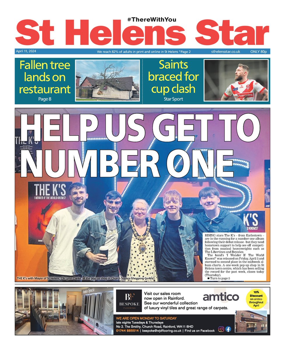 Front page of this week's @StHelensStar on sale Thursday📰 

#StHelens #Merseyside #Newsquest #LocalNews #BuyAPaper #LocalNewsMatters #CourtNews #StHelensStar #TomorrowsPapersToday #StHelensSaints