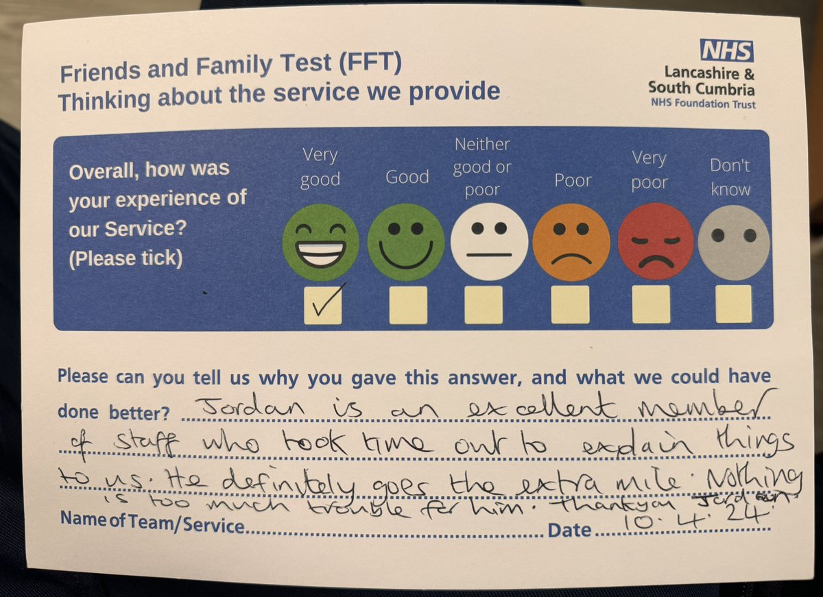 Lovley way to end a shift, feedback from a service users parents, it’s the little things 😌