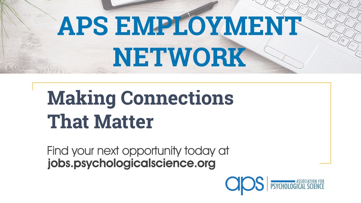 Find postdocs, fellowships, and more job opportunities on the APS Employment Network! jobs.psychologicalscience.org #psychtwitter #AcademicTwitter