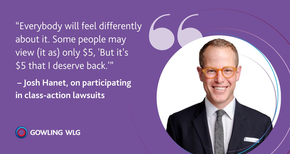 💬 In a conversation with the @CanadianPress, Josh Hanet, a commercial litigator in our Toronto office, highlights the value of participating in class-action lawsuits. ✔️

Take a look ➡️ gowlg.co/3Jab1Lg

#ClassAction #Lawsuits