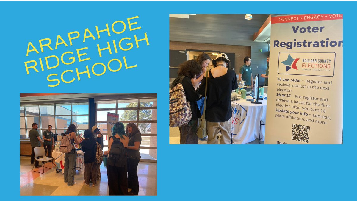 While our High School Student Voter Registration Awareness Week technically ended last week, we were back helping students register to vote Arapahoe Ridge yesterday!

Know a school that doesn't have a voter reg liaison with our ofc? Get in touch!

 #voterregistration #voteready