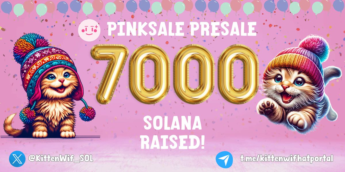 🔥7,000 SOLANA RAISED! 🔥 We're thrilled to announce we've hit 7,000 $SOL raised for our PinkSale presale! Don't miss your chance to be part of the first pre-sale EVER on Solana with all 5 PinkSale Badges! We're just getting started. Join us: pinksale.finance/solana/launchp……