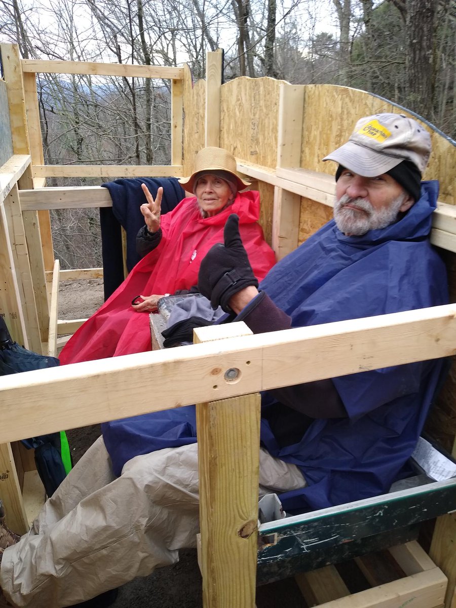 After 6.5 hours blockading Mountain Valley Pipeline work on Poor Mountain, Ted and Jane were extracted from their possum blockade and arrested. They were each charged with 3 misdemeanors and had bail set at $3,000.