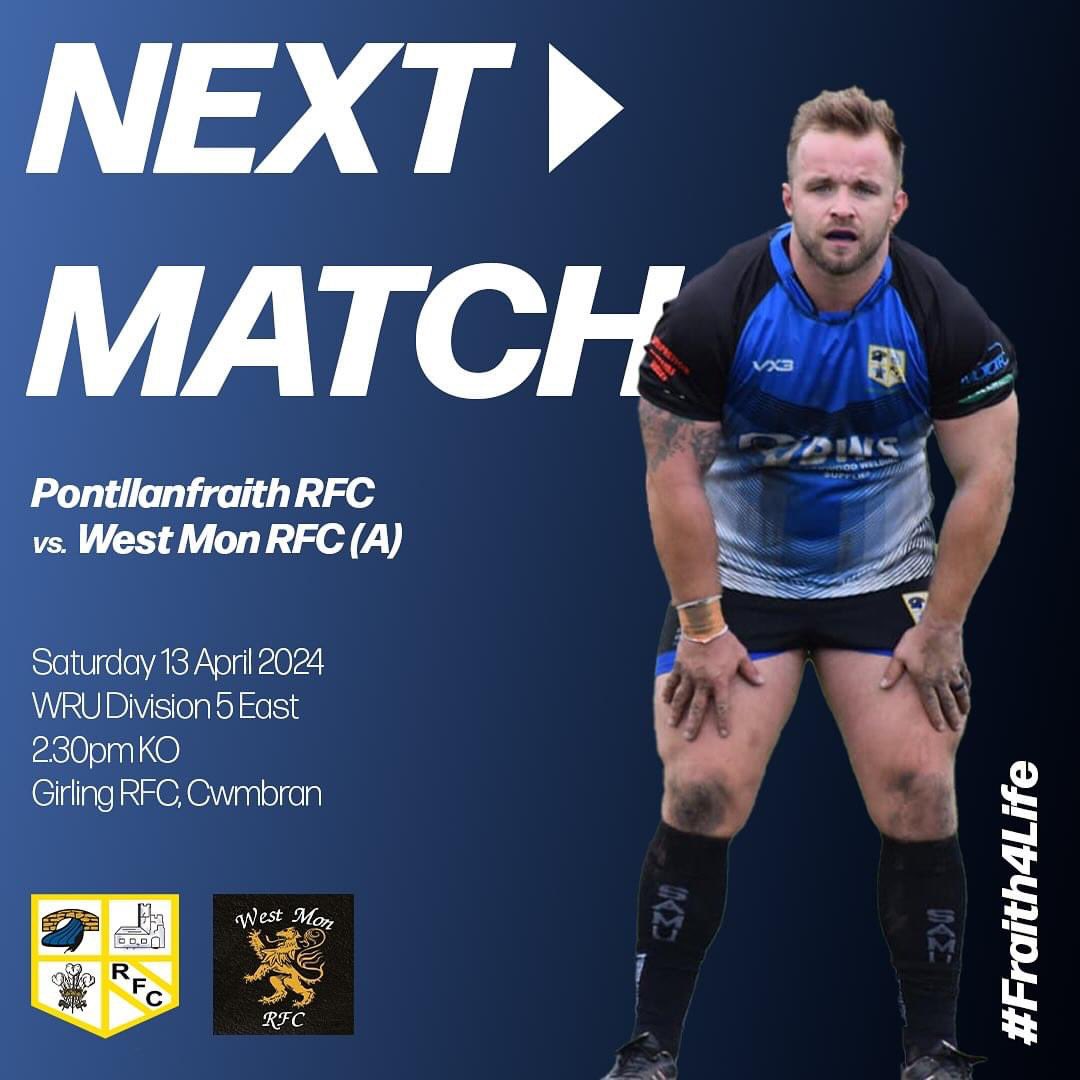 Last Dance 🕺🏼

Huge week for the club. Pack the bank and cheers the Fraith on as we look to end the season on a high. 

🆚 West Mon RFC
📍 Girling RFC, Cwmbrân
📆 Saturday 13 April 2024
⏱️ 2:30pm KO 

#PontllanfraithRFC #Fraith4Life #F4L #Rugby #Rugbygram #RugbyUnion