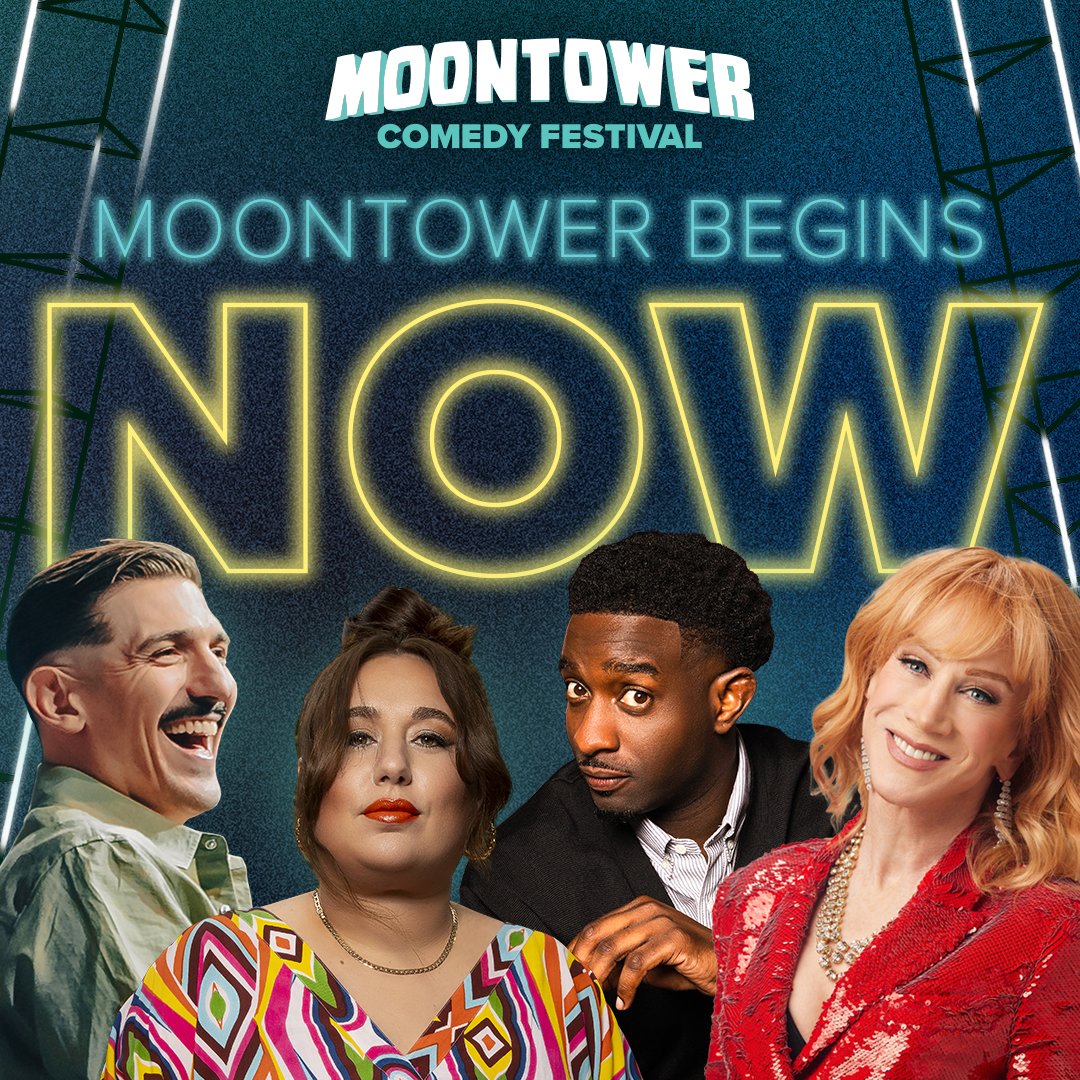 It’s go time 😛 Moontower Comedy Fest 2024 kicks off TONIGHT with @FrankieQuinones, @realjeffreyross, @iamdesibanks, and Rachel Bloom in the house 🙌 🎫 Snag a last minute ticket: bit.ly/31hqOBE