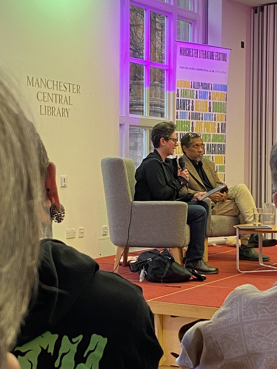 “The most subversive thing we can do is read” Brilliant evening with the ‘pathologically ironic’ Percival Everett at Central Library: language as safety, the disarming power of humour and race as the defining theme of the American experience. Thank you @McrLitFest #CityofLit