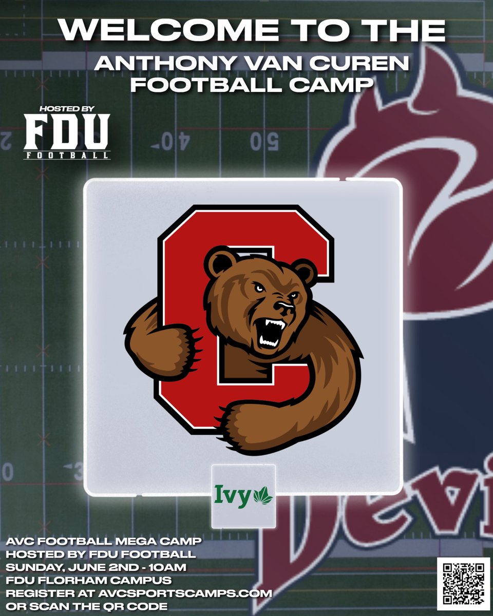 Welcome Cornell @BigRed_Football and their staff to camp! Excited to have them on our @FDUDevils campus for year 2! 🏈 AVC Football Camp 📍 FDU- Florham Campus 🗓 Sunday, June 2nd Register: 🔗avcsportscamps.com 🔱🔥🤘 @FDUFootball