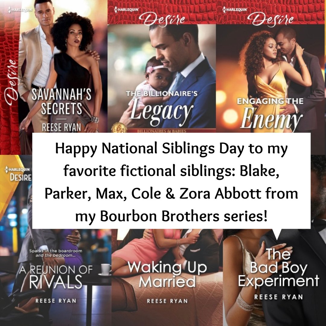 Happy National Siblings Day! I'm celebrating my favorite fictional siblings in the #ReeseRyanUniverse : Blake, Parker, Max, Cole & Zora Abbott. Have you read the series? Which sibling is your favorite?