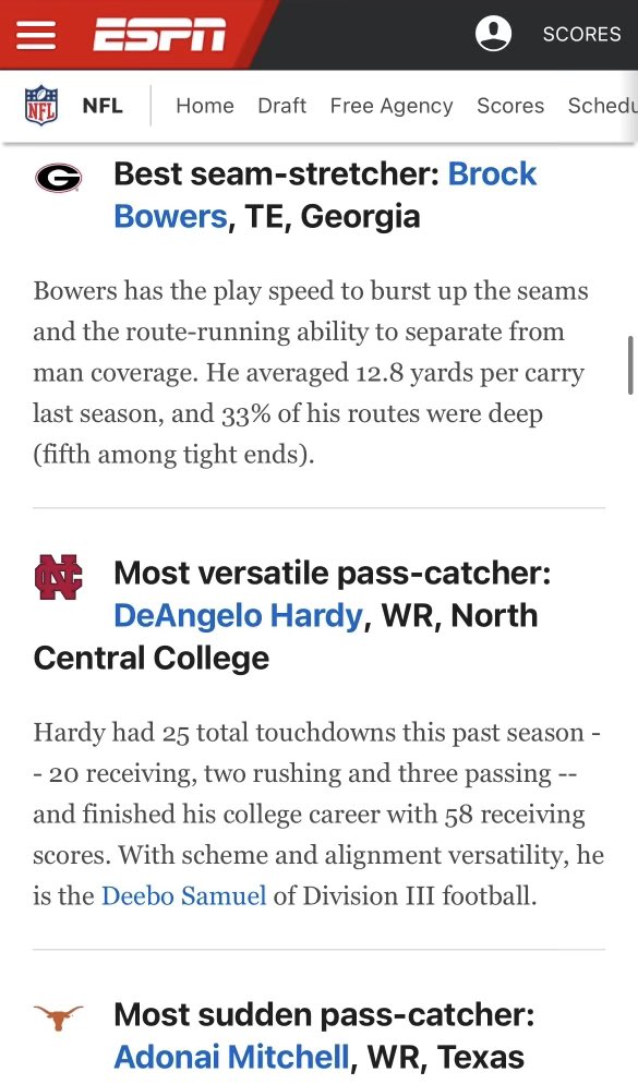 Excellent article released yesterday by ESPN’s @MattBowen41 highlighting our very own DeAngelo Hardy as one of this year’s most versatile pass catchers in the draft!