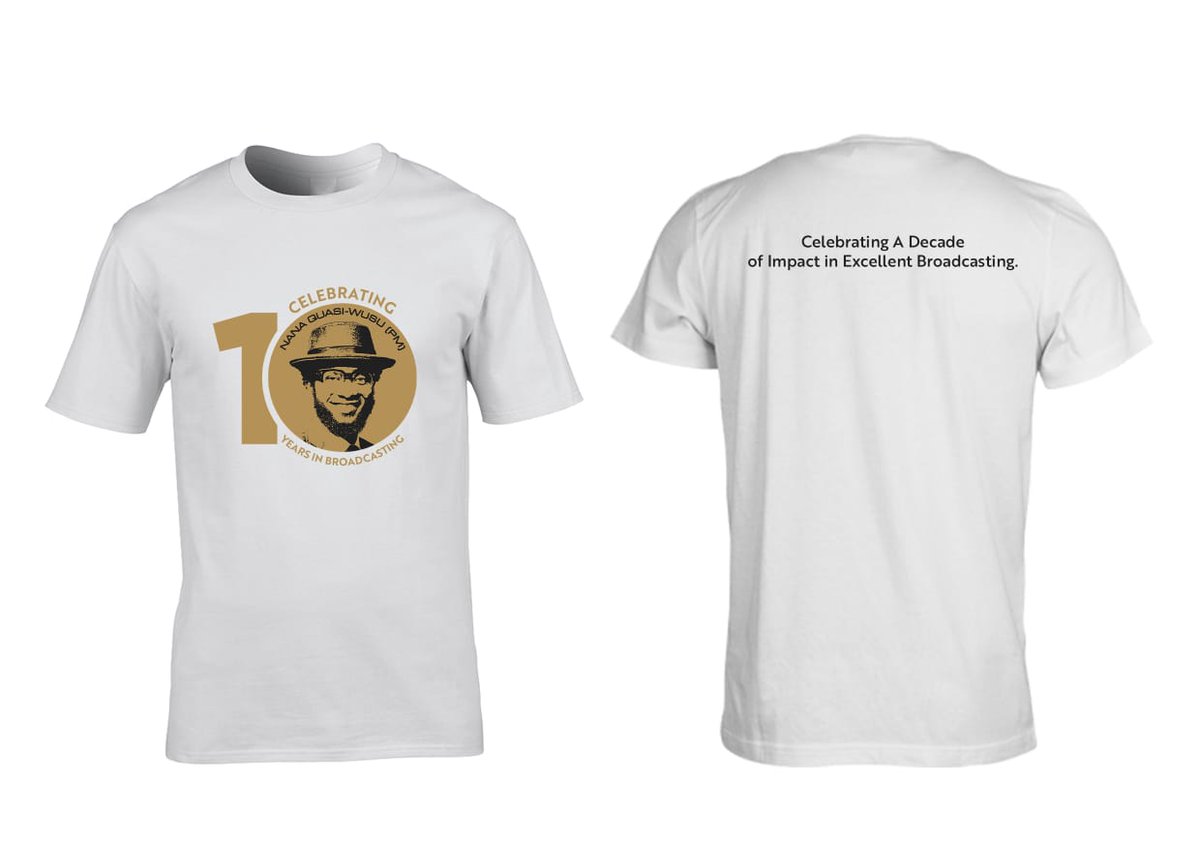 #10yearsInBroadcasting 

If you purchase one of my anniversary Tshirts, you are basically feeding Two prisoners. So grab one now. 

<a href="/PM__Foundation/">Service To Humanity ❤</a> : Service To Humanity 😍
<a href="/Nante_gh/">🇬🇭 Nante</a> : Look smart, Walk in Comfort.

Call 0245-995-333 to get yours. Price 50gh  #Blaklaaa