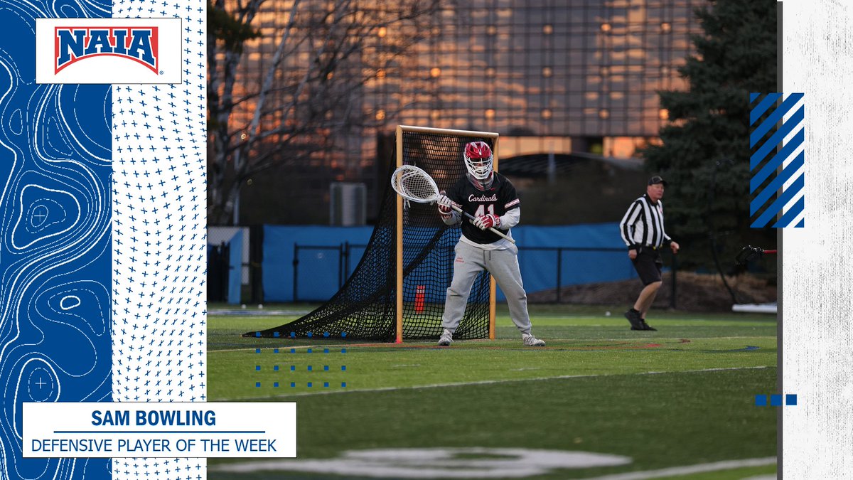 M🥍 Sam Bowling of @CUAACardinals was named #NAIAMLAX Defensive Player of the Week after a 63.2% save percentage last week! Check out more on Bowling's big week in goal! -->>bit.ly/3vTNmvm #collegelacrosse #NAIAPOTW