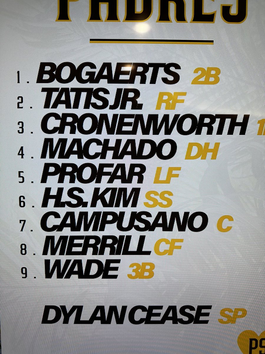 #Padres lineup for the odd 3:40 pm start