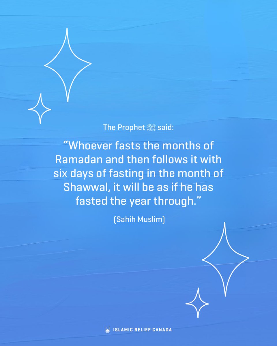 If we were unable to take advantage of Ramadan, Allah swt has blessed us with another beautiful opportunity to increase our good deeds in Shawwal! Let's make the intention to fast in sha Allah 💙 May Allah accept your fasts in this beautiful month 🤲