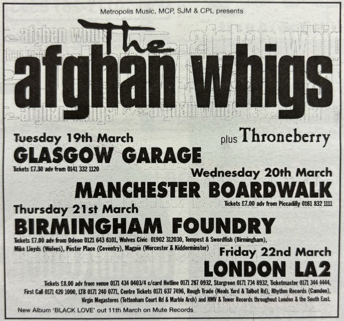 Afghan Whigs tour! Melody Maker, 16 March 1996. #MelodyMaker 
#MyLifeInTheUKMusicPress #1996