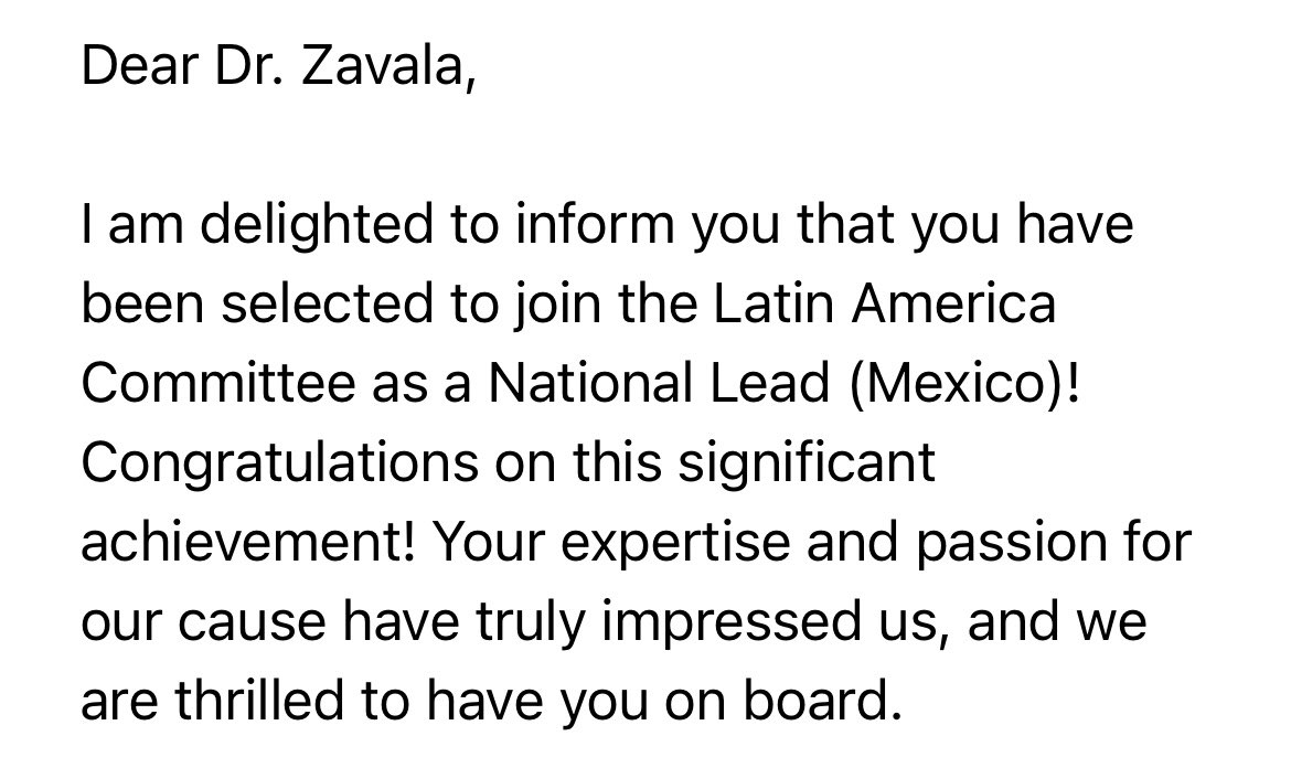 Honored to be selected as the National Lead (Mexico) for the Latin America Committee of the Gender Equity Initiative in Global Surgery (GEIGS)! 🥳Thanks for this incredible opportunity! @gendereqsurg @HarvardPGSSC #GlobalSurgery 🌍👩‍⚕️