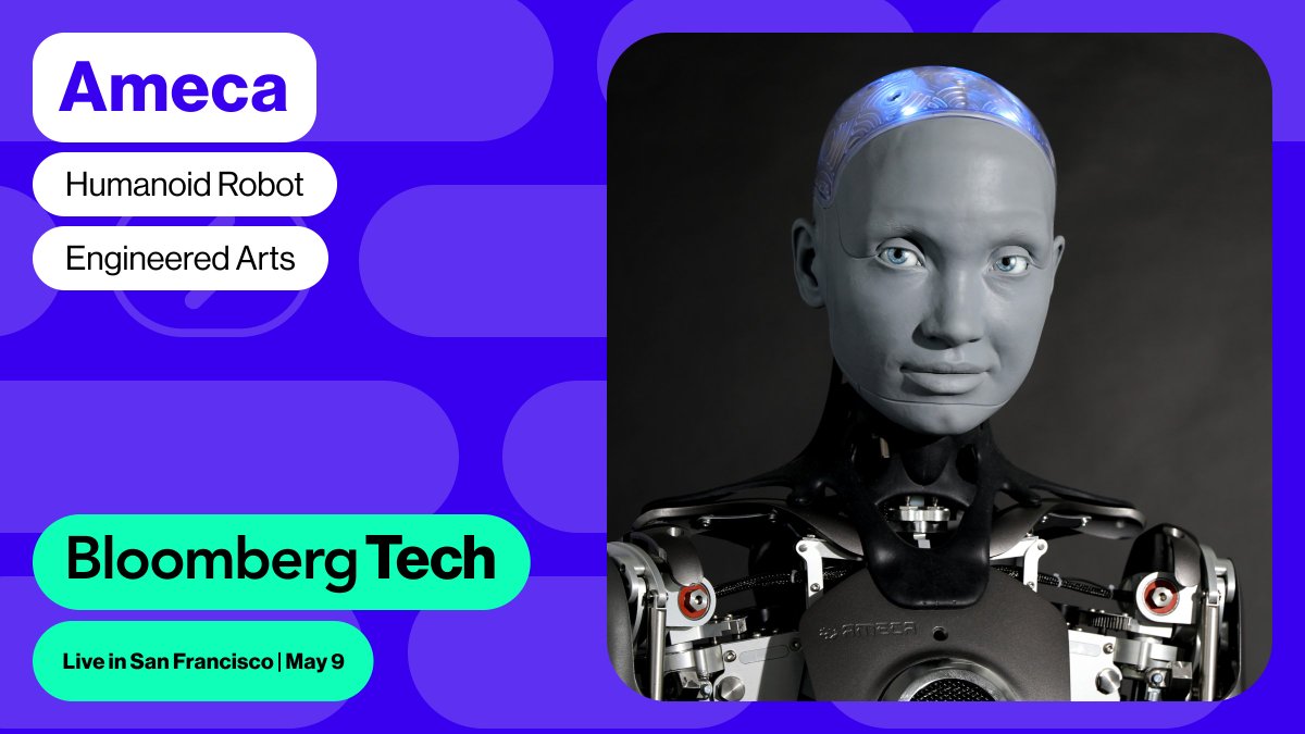 How will AI robots integrate into human life? Can a robot develop a sense of humor? These a few of the questions @engineered_arts' #Ameca, the “most advanced” humanoid robot, will answer at #BloombergTech. 

Tickets are selling fast, secure yours here: 
trib.al/ko7lsyO