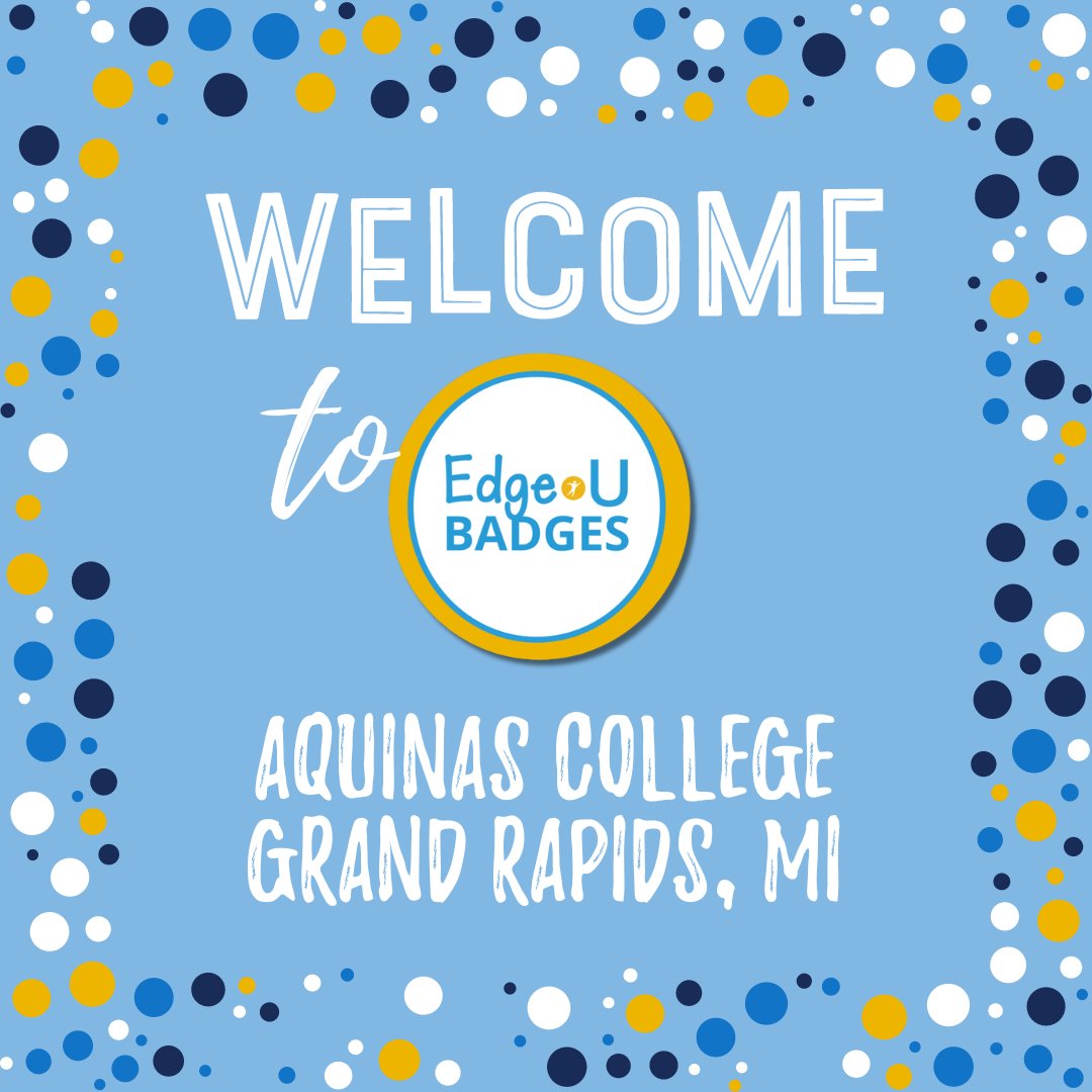 Shout out to one of our NEWEST partners with #edgeubadges - Aquinas College in Grand Rapids, MI!
<a href="/aquinascollege/">Aquinas College</a> <a href="/stefboutelier/">Stefani Boutelier, Ph.D.</a> 

We are so excited to have you join our TEAM of educators + leaders who are passionate about professional learning!

Let's GO! #educators #techtools