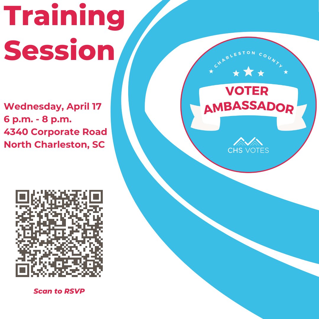 Our second Voter Ambassador training session is one week away, and we've reached capacity for the class!

Interested in future events? We'd love to have you join!

RSVP: docs.google.com/forms/d/e/1FAI…

#CHSVotes #CHSNews #scVOTES #VoteReady