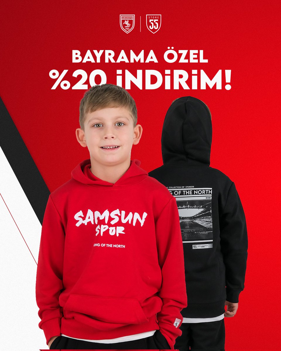 %20 İNDİRİM ile bu bayramda bayramlıklar Store55’ten. 💥 📢 Kampanya 14 Nisan 2024 tarihine kadar, formalar hariç tüm ürünlerde geçerlidir. *Diğer indirim ve kampanyalar ile birleştirilemez. #Samsunspor #Store55