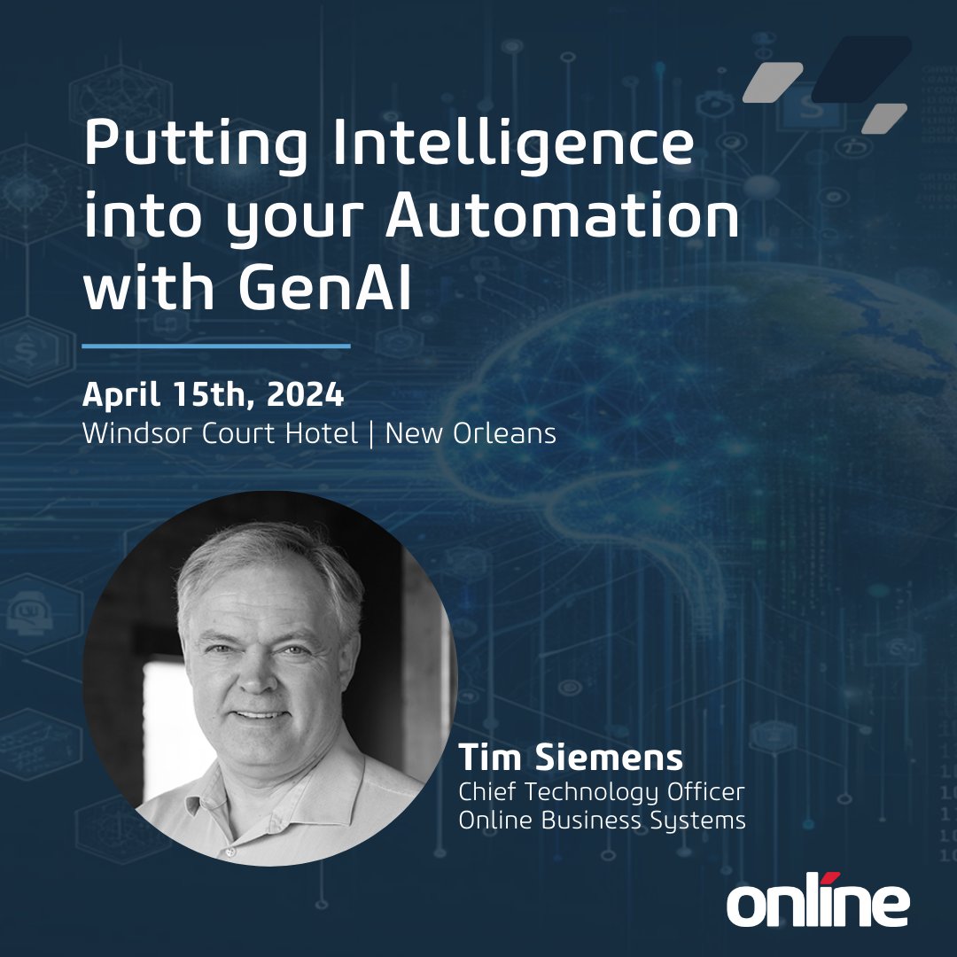 See you soon #NewOrleans! We are days away from Tim Siemens' presentation at Onex Technology Council's annual gathering. His presentation 'Putting Intelligence into your Automation with #GenAI' will take a deep dive into GenAI and the projects our #Innovation Lab is working on!