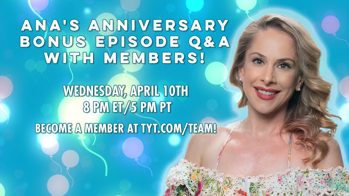 Tune in to a very special Bonus Episode Q&A later today with the host, executive producer, and #saltqueen herself, @AnaKasparian! Celebrate 17 years of courageous coverage at TYT! Tune in right after The Young Turks at 8pm ET/5pm PT! Become a member at tyt.com/team!