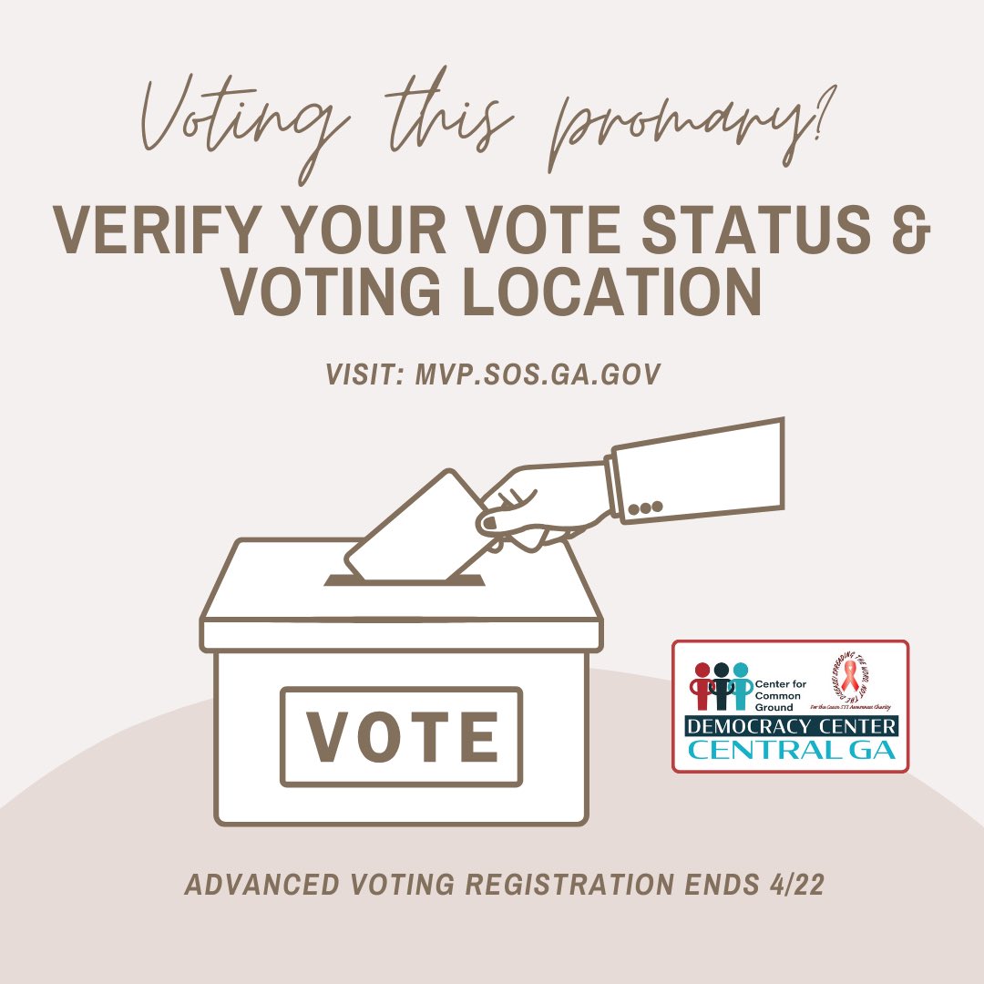 VERIFY your voting status &amp; location. Register to #Vote BEFORE 4/22! ✊🏾