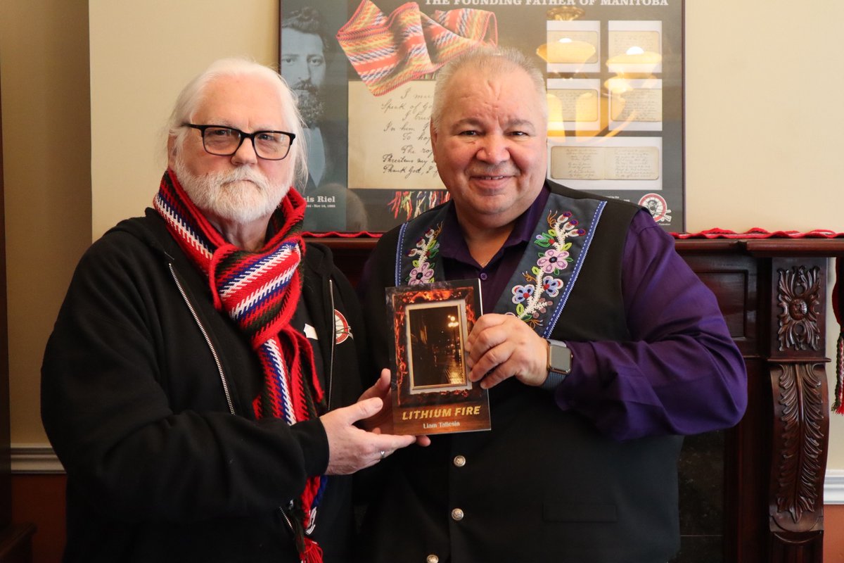 Check out #RedRiverMétis Citizen, Liam Taliesin's new book Lithium Fire! Taliesin shared details about his fiction novel with President Chartrand during a recent visit to our Ottawa office. #RedRiverMétisGovernment