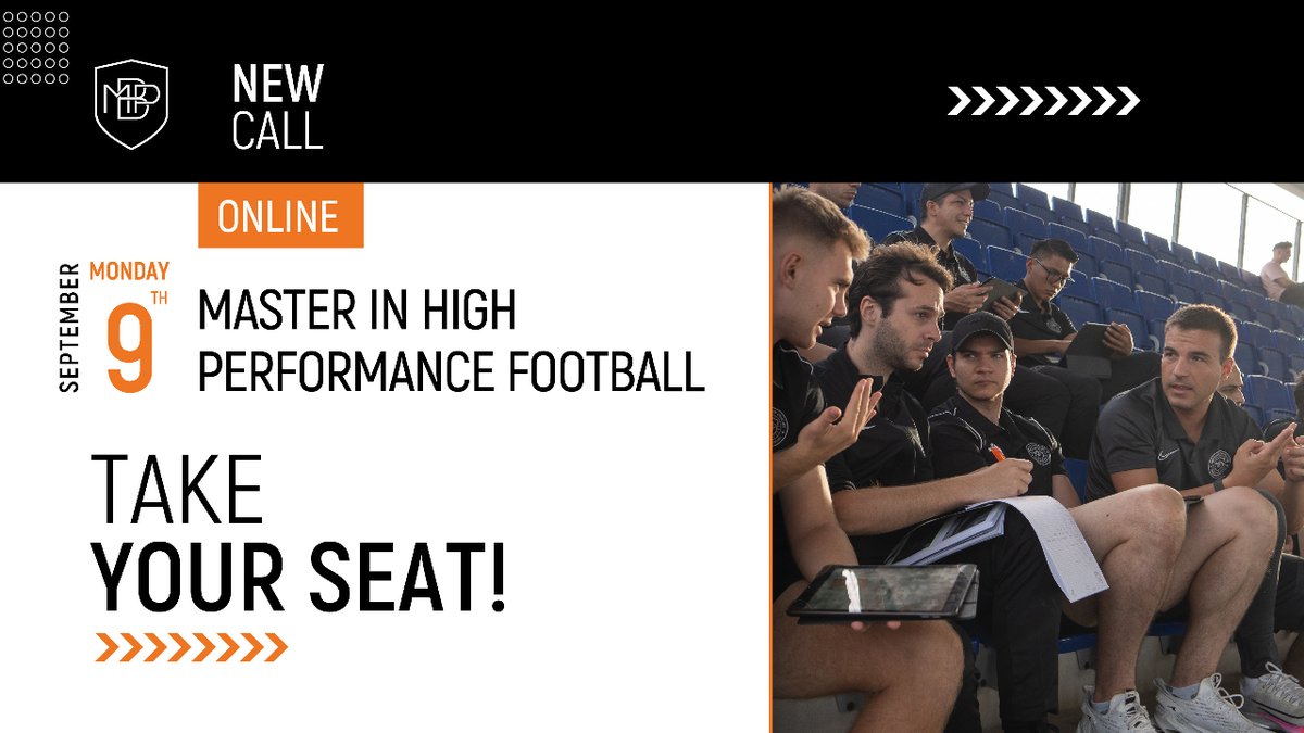 ⚠️ NEW EDITION OF THE MASTER IN HIGH PERFORMANCE FOOTBALL ONLINE ❗️

Start date: September 9th, 2024
Take your seat! 🔗wa.link/31xnqz