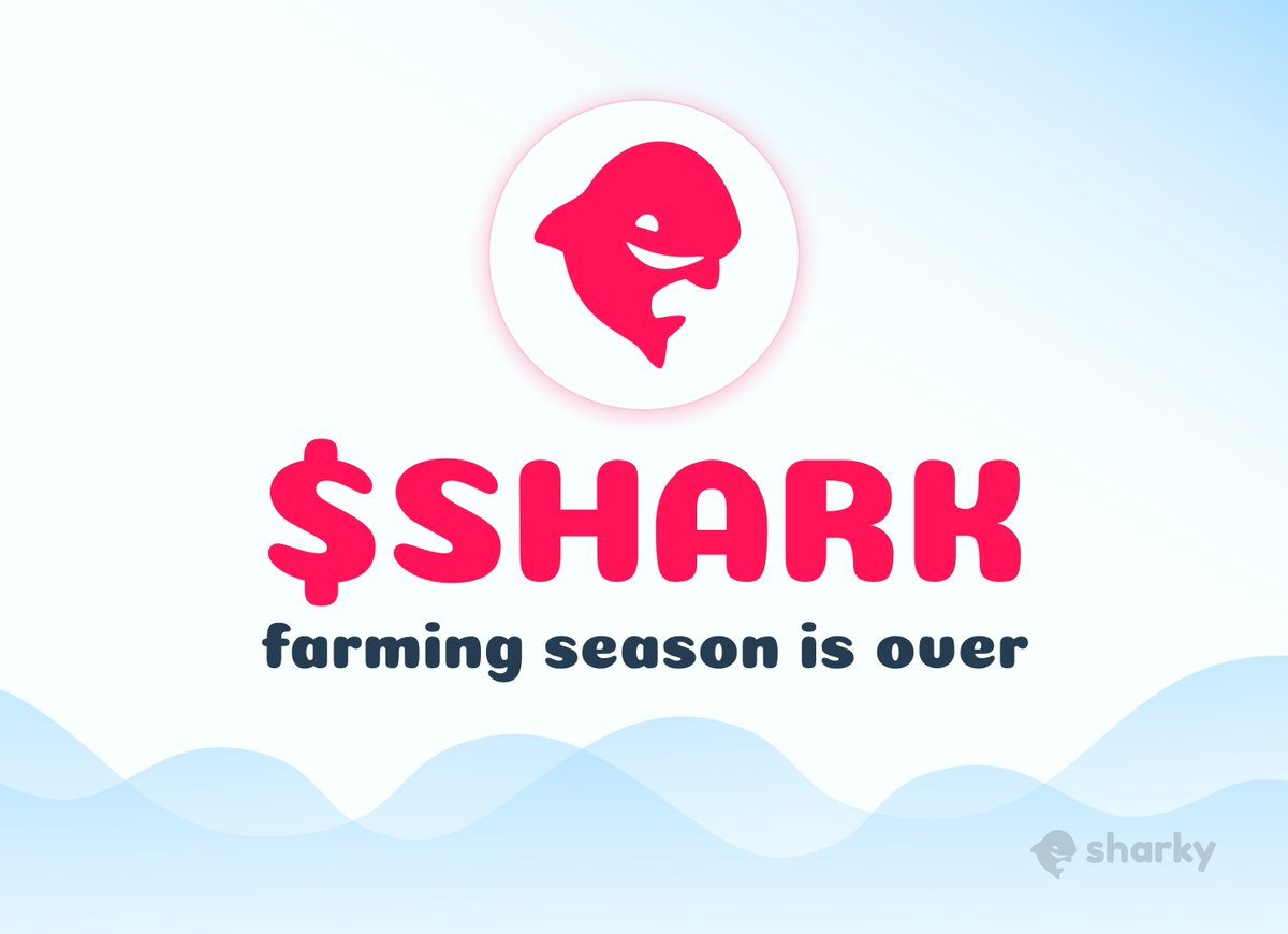 The $SHARK farming season 1 has officially ended! 🎉 Get ready to claim your $SHARK allocations and be the part of exciting journey 🚀 New farming season will start soon, so keep your notifications on, because Sharky's future will be exciting 🔔