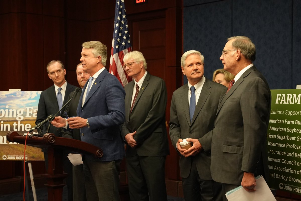 Yesterday, Ranking Member @JohnBoozman, @SenHydeSmith & @RogerMarshallMD joined @SenJohnHoeven at a press conference to introduce the FARMER Act, which aims to improve crop insurance and make it more affordable.