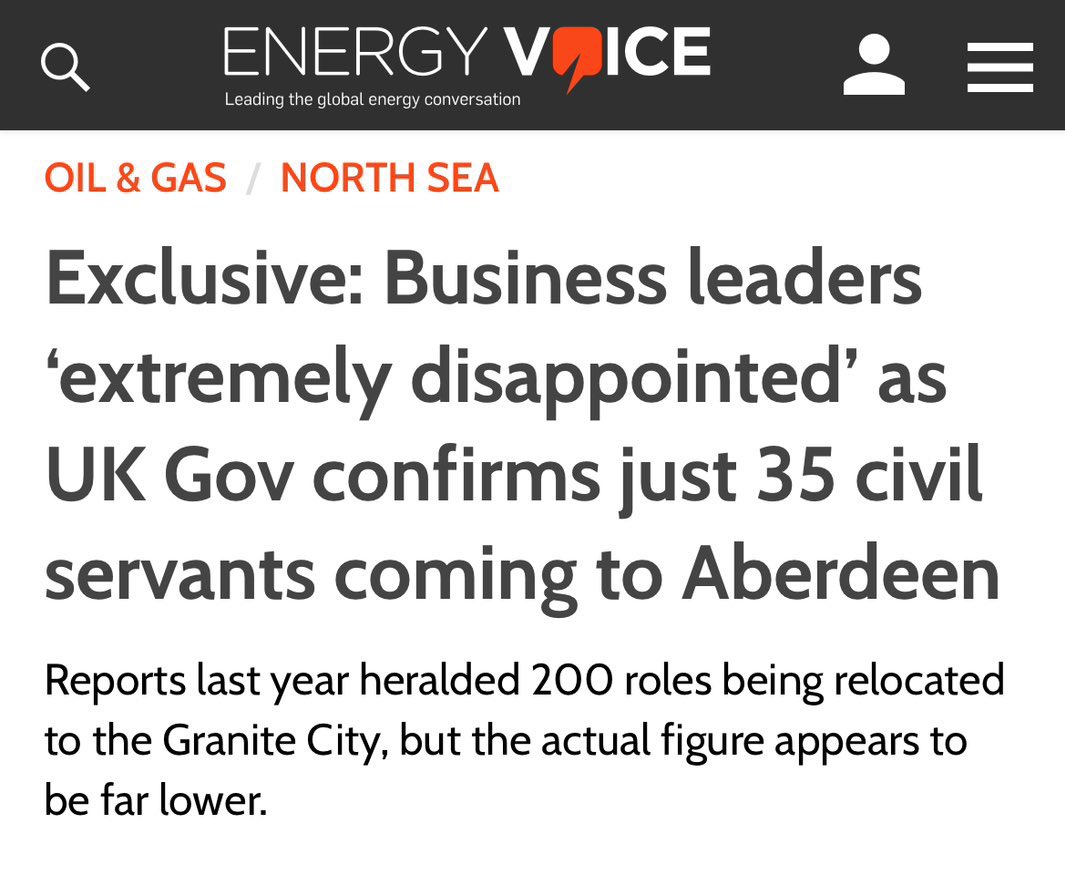 2023: London offers a meagre 200 Energy civil service jobs to Aberdeen. 2024: reduces to 35