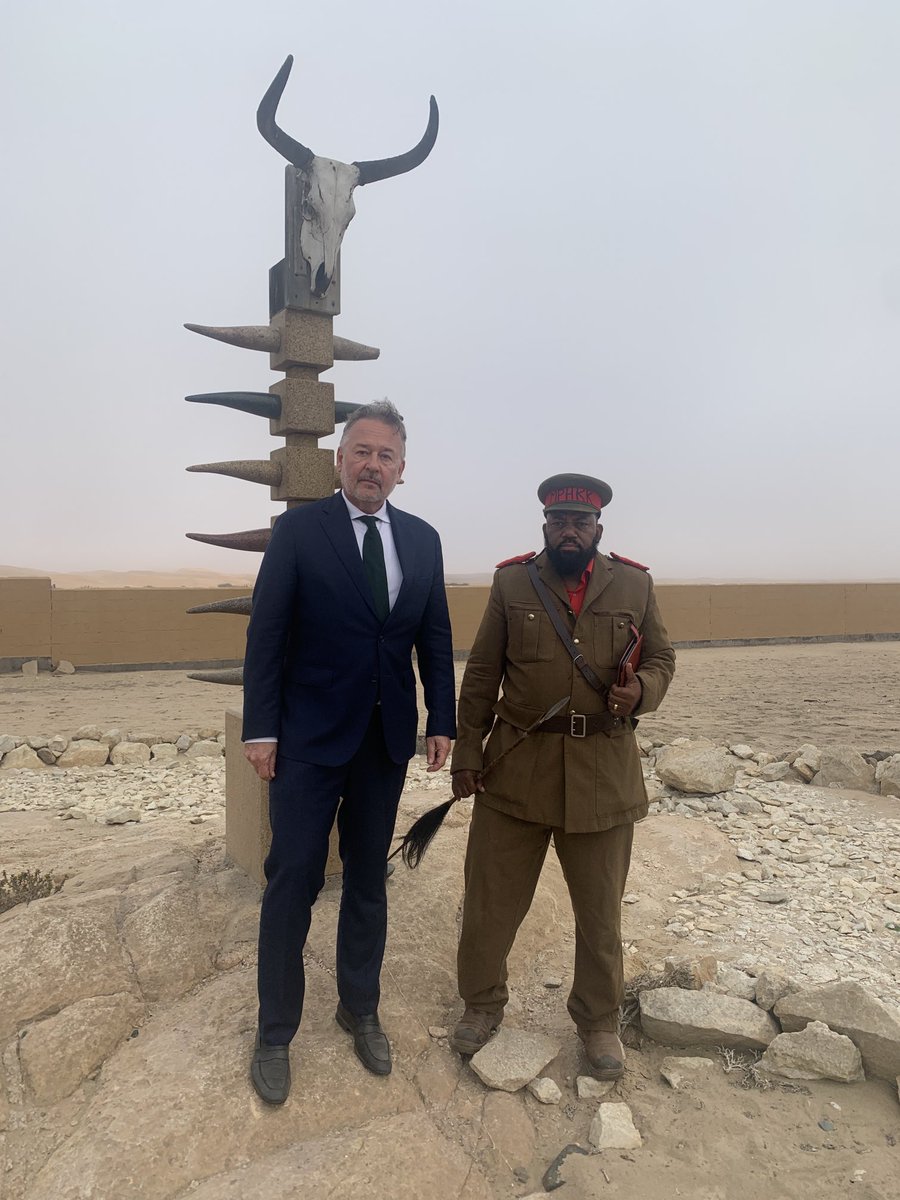 Paying tribute to the thousands of men, women and children, who died at the concentration camp in Swakopmund during the German colonial occupation of Namibia 🇳🇦 .1904-1908.⁦@GermanEmbassyNA⁩ ⁦@GermanyDiplo⁩