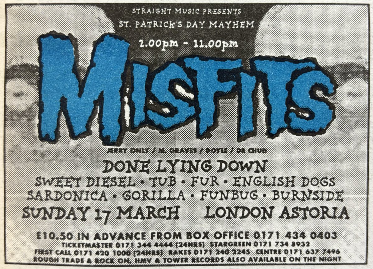 Misfits! Astoria! Melody Maker, 16 March 1996. #MelodyMaker 
#MyLifeInTheUKMusicPress #1996