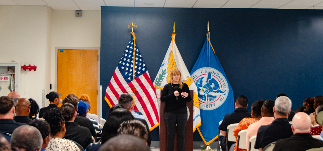 We thank @DHS_DepSec Kristie Canegallo for visiting U.S. Virgin Islands @fema staffers & other members of the #DHSWorkforce Tuesday on St. Thomas. Canegallo received updates on how @DHSgov is investing its resources to 💪strengthen a culture of resilience in the #USVI.