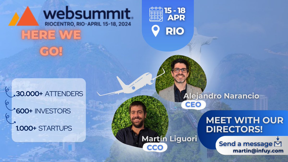 We're ready for @WebSummitRio 2024! 🚀

Our CEO and CCO will be there, and we're looking to expand our network of contacts. Would you like to schedule a meeting with them to discuss collaboration opportunities?👥Send us a message and let's connect! #WebSummit #Networking