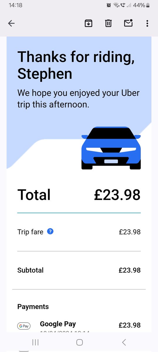 @UberUKI_Support @Glasgow_Live @MyGlasgowCC today at 12pm for a 1 mile journey, a complete rip off #ripoff #brokenbritain