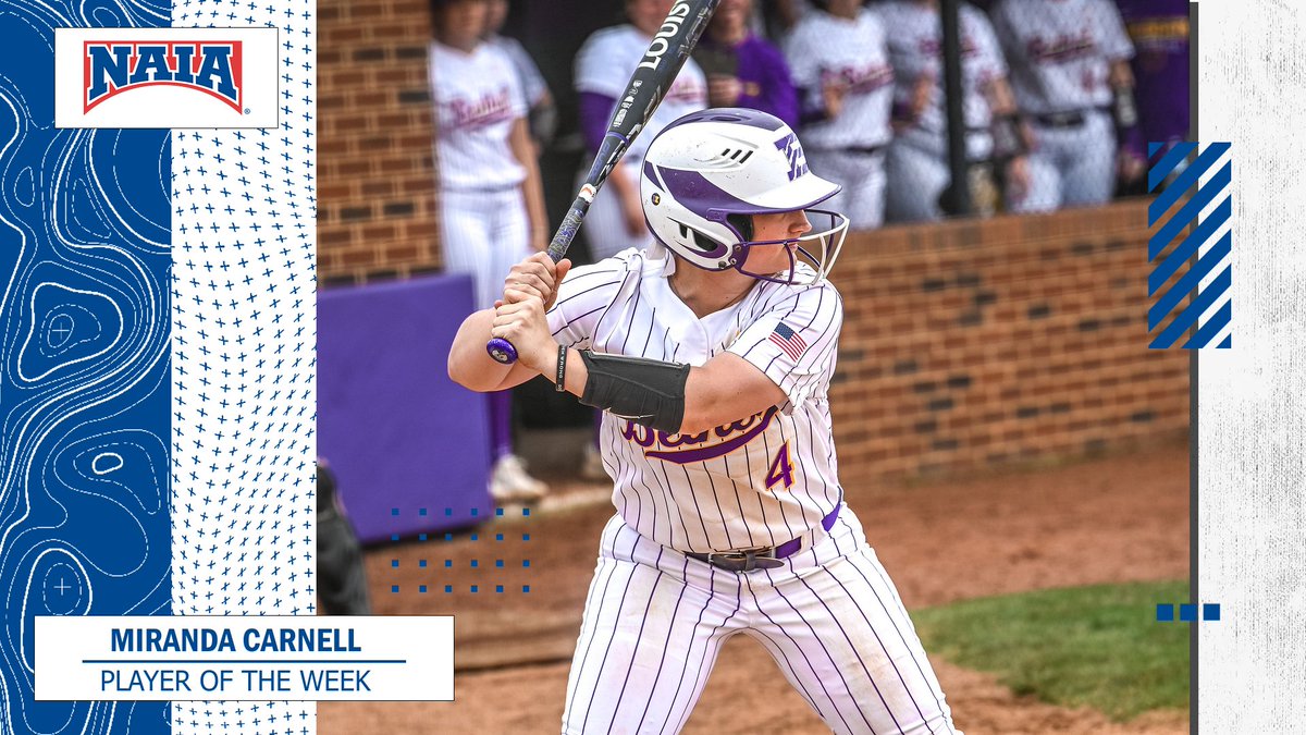 🥎 Miranda Carnell of @BUWildcats was named #NAIASoftball Player of the Week after driving in 19 RBI with three home runs last week! Check out more on Carnell's week! -->bit.ly/3TRyyFx #collegesoftball #NAIAPOTW