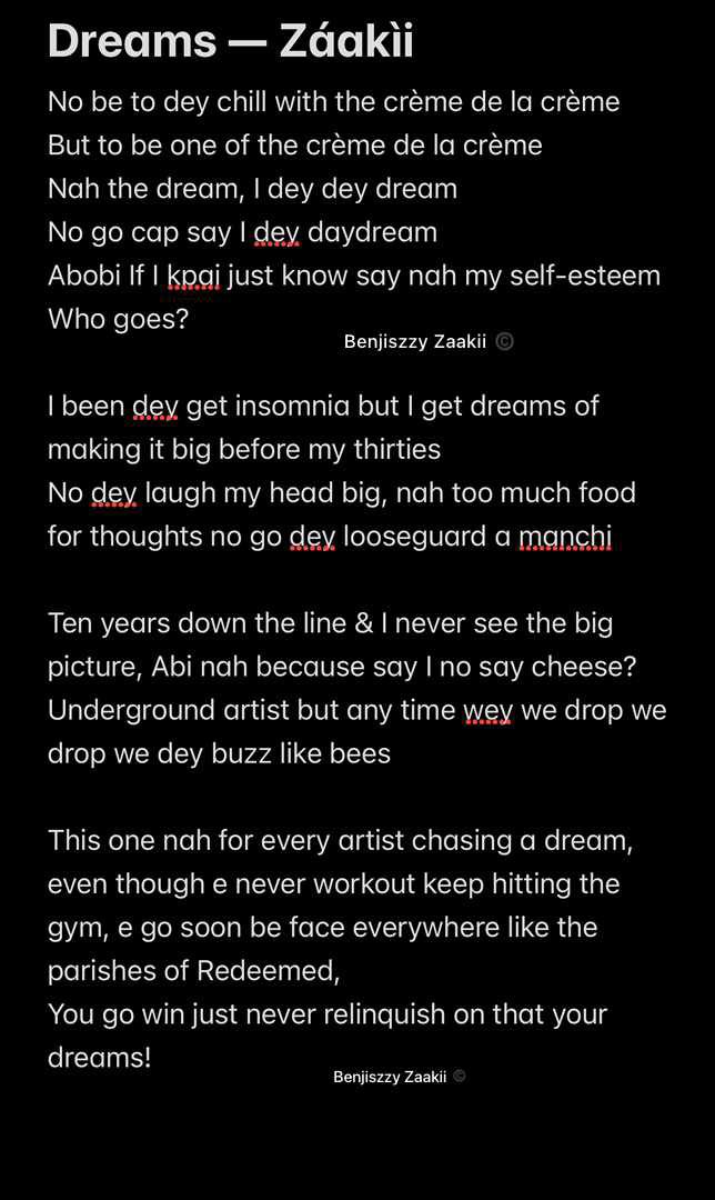 DREAMS! I just had to! 📝 Best Record Out by @Ajebo_Hustlers. Cc: @knowledge_AH//@Piego_AH
