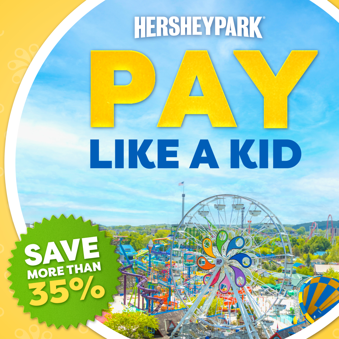 We want YOU to Play Like A Kid again at Hersheypark! Don't miss our new April flash sale on tickets valid for Spring Weekends through May 19. Hurry, this offer ends soon. Tickets on sale now: hersheypark.com/tickets/
