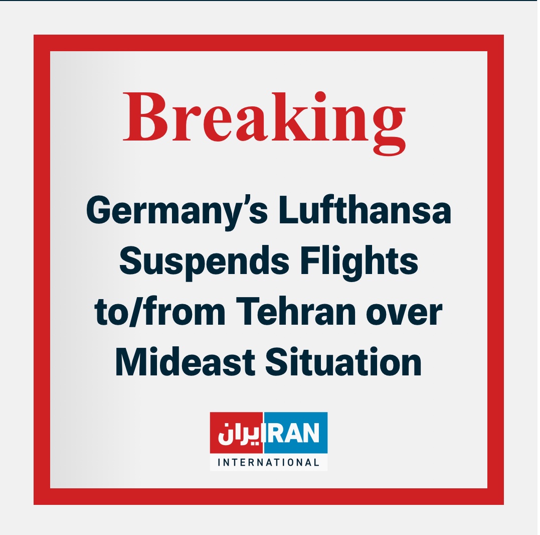 #BREAKING Germany’s @lufthansa has suspended its flights to and from Tehran until Thursday, April 11, due to the current situation in the Middle East, the company told @IranIntl_En. “We are constantly monitoring the situation in the Middle East and are in close contact with the…