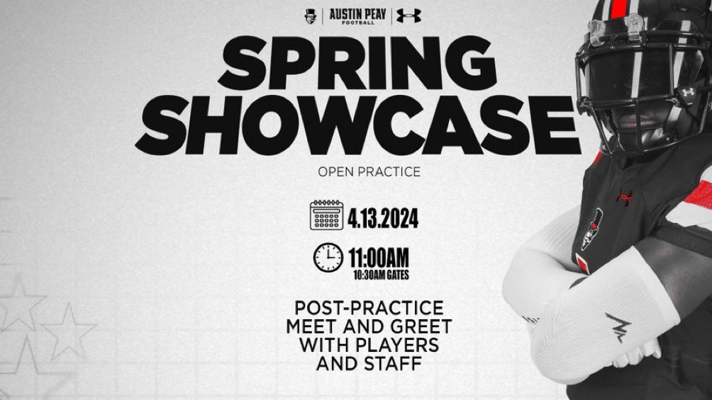 Oooowwweeee! Get your popcorn ready 👀🍿!! This Saturday at 11am is our Spring showcase!! You don’t wanna miss it! Beat me there! #LetsGoPeay🎩