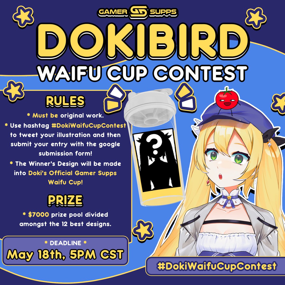 【WAIFU CUP DESIGN SUBMISSION】 I'm excited to announce an opportunity to have your artwork be on my official Waifu Cup. Tag your illustration with #DokiWaifuCupContest Thank you to @GamerSupps for sponsoring this contest! Submission Form and Rules: forms.gle/nVVV5NcJP68SUM…
