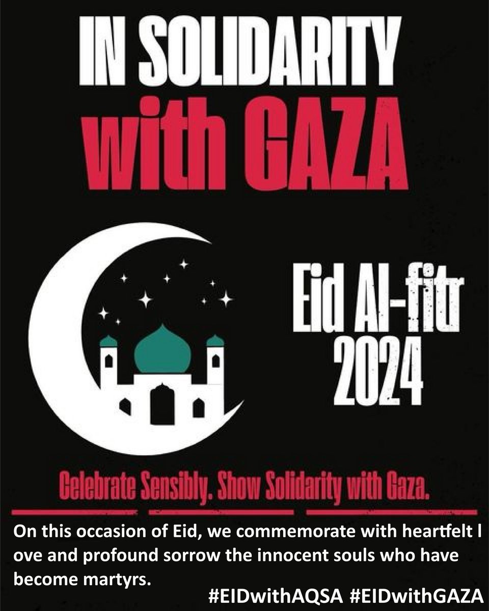 On this occasion of Eid, we commemorate with heartfelt love and profound sorrow the innocent souls who have become martyrs.
#standwithGaza #EidulFitr #Eid2024 #EidwithGAZA #EidwithAqsa