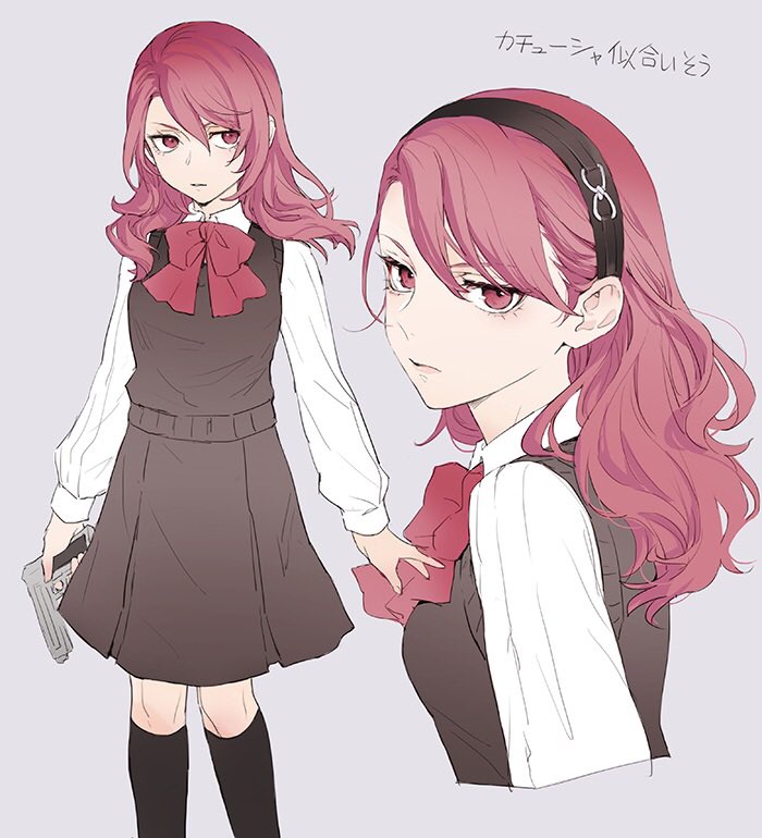 kirijou mitsuru 1girl long hair looking at viewer simple background shirt skirt long sleeves  illustration images