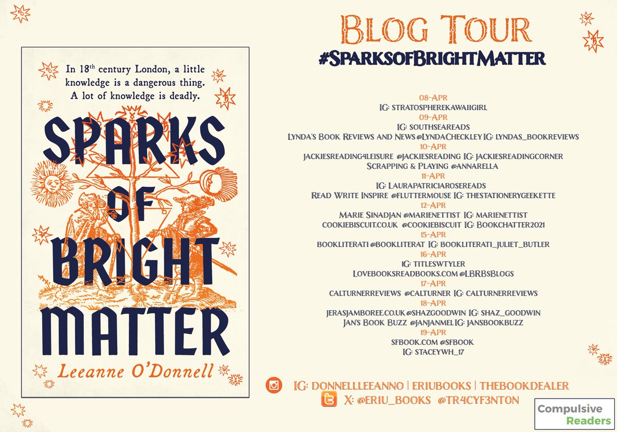 #blogtour #historicalfiction #SparksofBrightMatter Sparks of Bright Matter by #LeeanneODonnell @eriu_books Intriguing and fascinating danzasullacqua.wordpress.com/2024/04/10/spa… @Tr4cyF3nt0n #NetGalley
