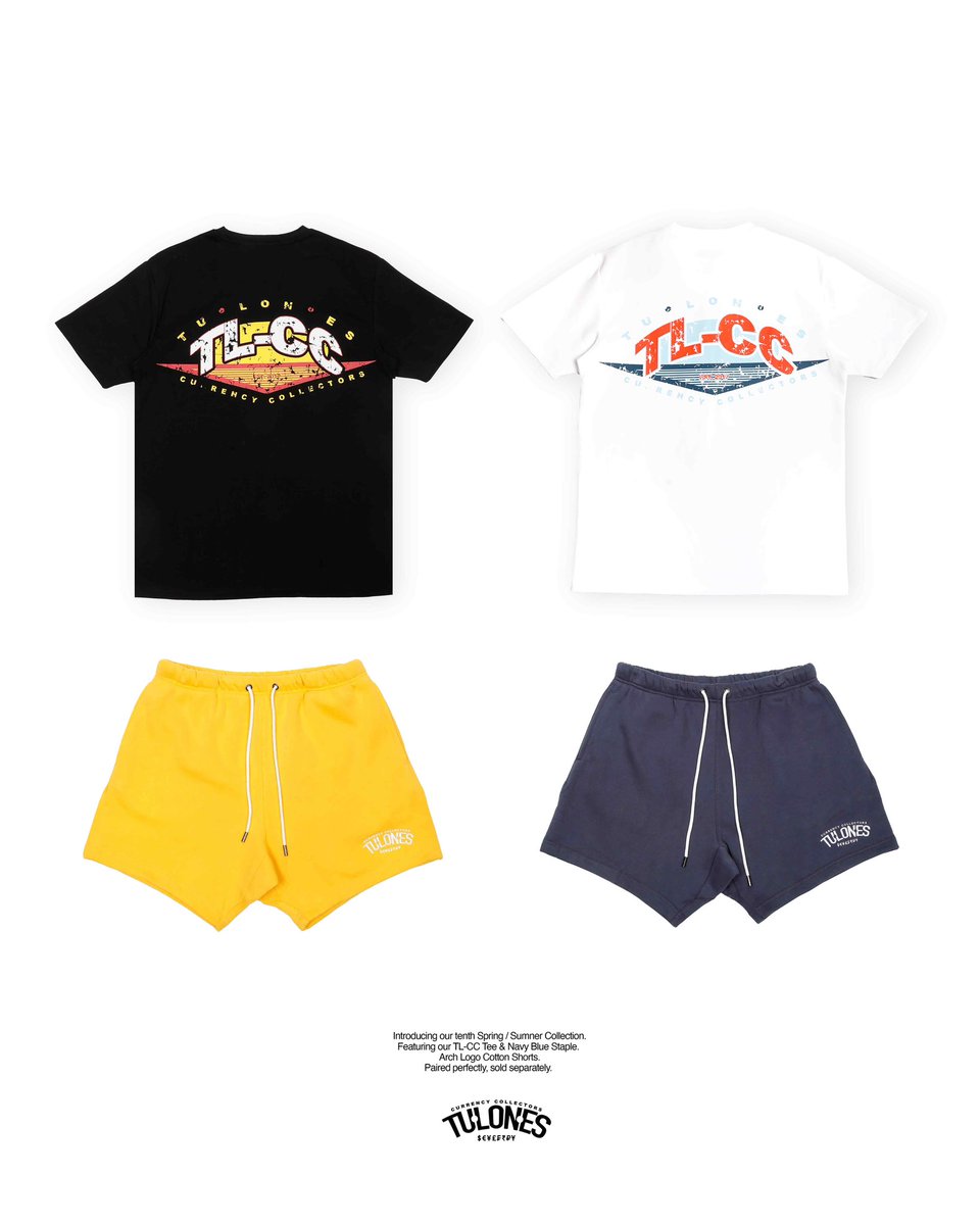 Introducing our tenth Spring / Summer Installment. Featuring our TL-CC Tee releasing next Tuesday in 2 color options. Paired perfectly with our Staple Arch Logo Cotton Shorts also releasing in 2 color options. Don’t miss out 💲💲💲 - Shop tulones.com